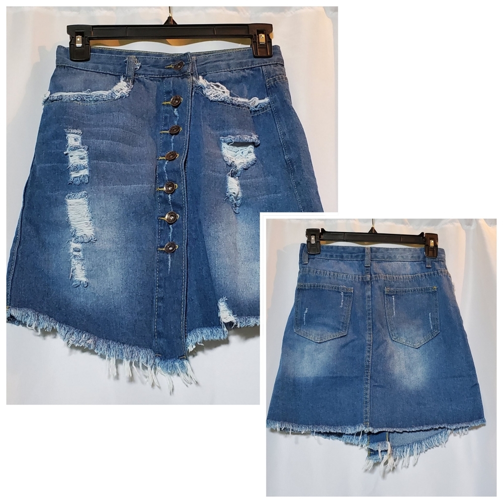 Denim Button Skirt
